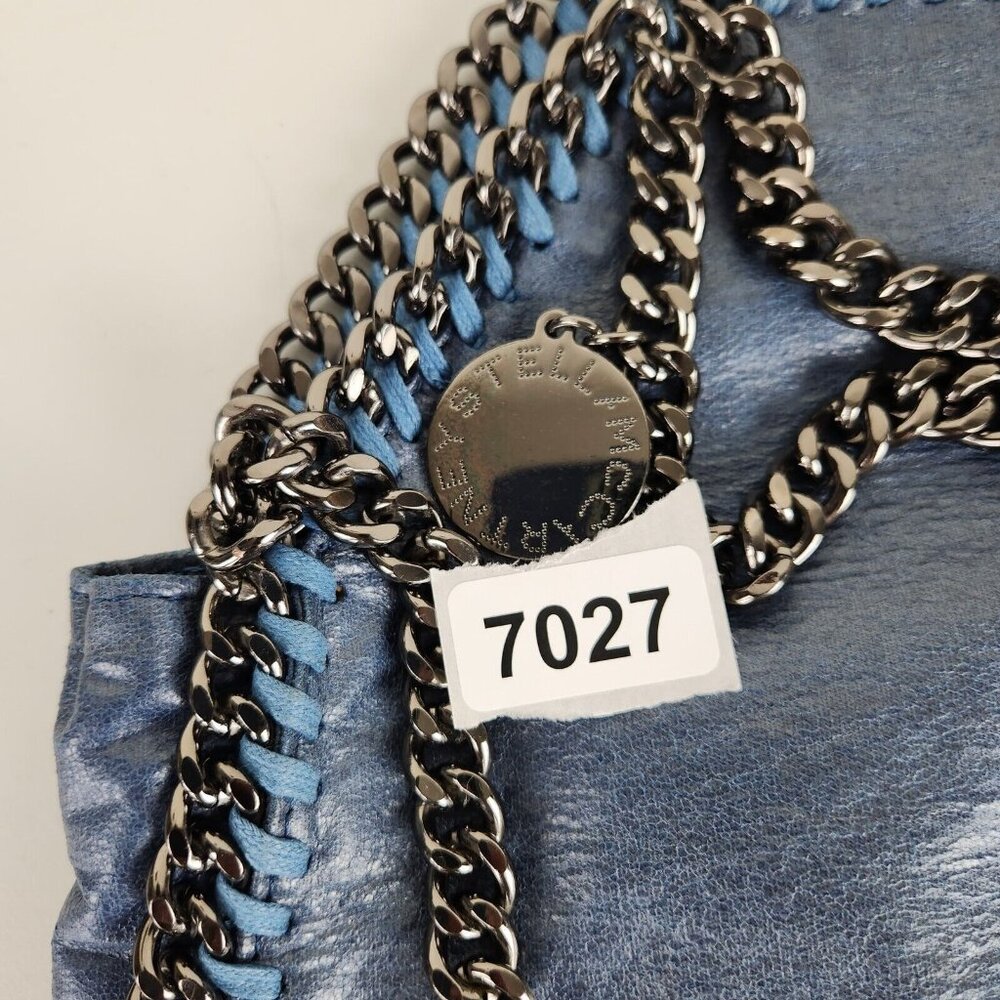 Stella McCartney Shoulder Bag Womens Blue Falabella Metallic Shaggy Deer Chain - Picture 12 of 14